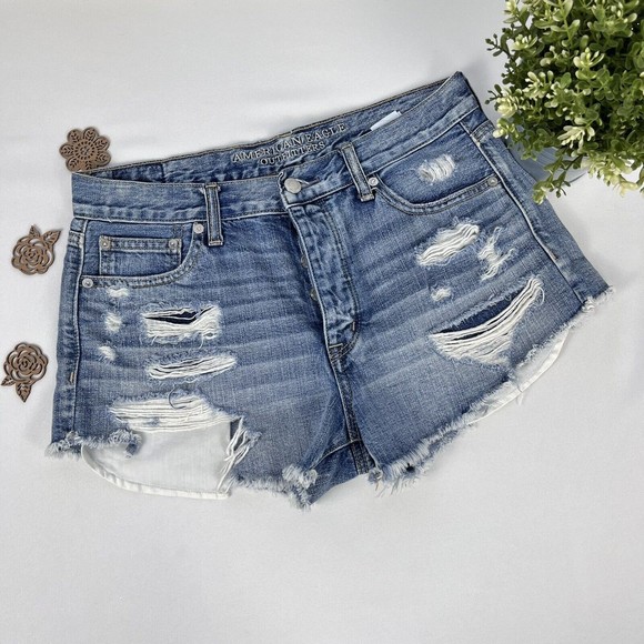 American Eagle Outfitters Pants - American Eagle Vintage Hi Rise Festival Jean Shorts Sz 8 Cutoff Distressed Rigid